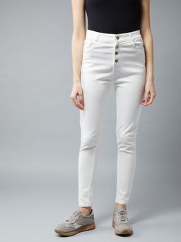 DOLCE CRUDO - White Skinny Fit High Rise Denim Jeans